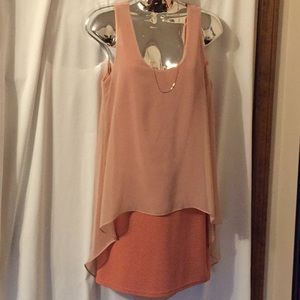 Very J Peach Layered High Low Dress